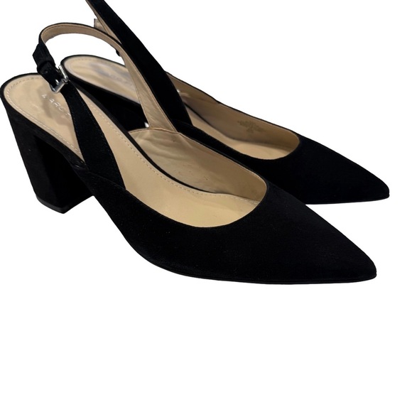 Marc Fisher Shoes - Marc Fisher Women’s Black Suede Slung Back Block Heel Pumps Size 8.5 NEW